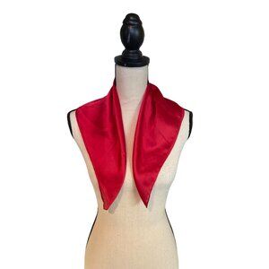 Vintage Womens  Red Silk Neck Scarf Square Lightweight Accessory